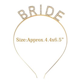Rhinestone Bride Headband Elegant Crown Bachelorette Party Headbands (Golden Color)