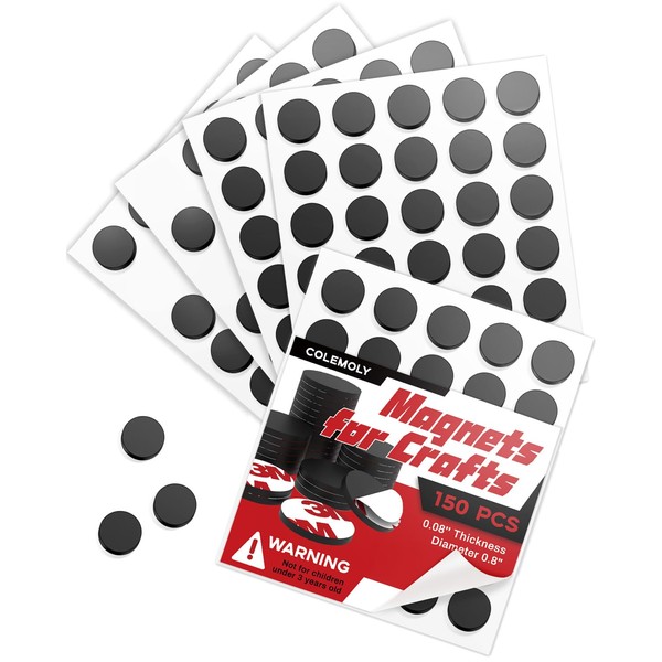 Colemoly Magnet Dots Self Adhesive, Round Magnetic with Adhesive Backing,
