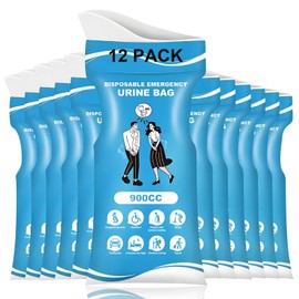Disposable Urine Bags for Travel, 900ML Pee Bags for Women Men - Emergency Urinal Bag with Leakproof & Odor-Resistant Seal, Travel Urinal for Camping, Traffic Jam, Road Trip, Kids, Patients 12PCS