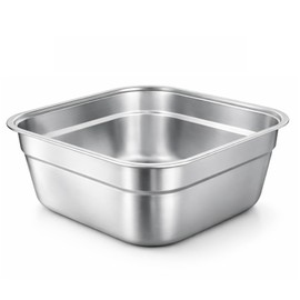Cuenco de acero inoxidable, tina cuadrada grande para fregadero de cocina, lavabo de lavado de verduras de 11.3 pulgadas de ancho con borde liso, reci