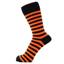 ZAKIRA Finest Combed Cotton Striped Dress Socks for Men, Women, 6-9 (US), Orange/Black