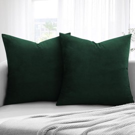 Aspire Homeware Velvet Cushion Covers 45 x 45cm Set of 2 Dark green Decorative Square Throw Pillow Cases for Sofa Bedroom Living Room and Sofa