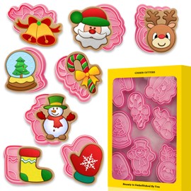 Cerlaza 8 Pcs Christmas Cookie Cutters for Baking, Holiday Cookie Cutters Christmas Shapes Xmas Party Supplies, Snowflake Snowman Santa Cookie Cutter for Biscuit Dough Fruit