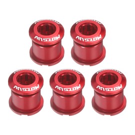 sourcing map 5pcs Double Chain Ring Bolts M8 Aluminum Alloy Bicycle Crankset Nuts Chainwheel Screw for Road Bike Mountain Bike, Red