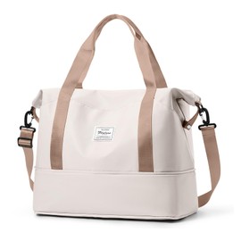 for Ryanair Airlines Underseat Cabin Bag 40X20X25 Weekend Overnight Carry on Holdall for Women Travel Duffel Sport Gym Tote Mum Hospital Bags with Wet Pocket,L11-Beige Brown