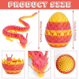 FANGHENG 3D Printed Dragon Egg Mysterious Dragon Toy Realistic Movable Dragon Flexible Joints Surprise Easter Dragon Eggs Desk Toy (The Setting Sun)