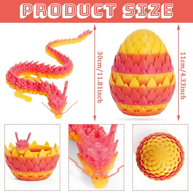 FANGHENG 3D Printed Dragon Egg Mysterious Dragon Toy Realistic Movable