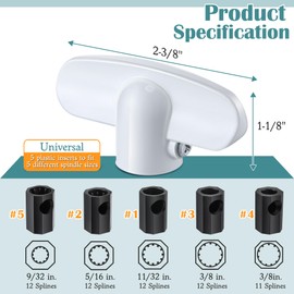 Avenuebool 4 Pack Universal Tee Crank Casement Window Handles, Low Profile Design Prevents Interference with Window Coverings, Crank Replacement Handles, 1-1/8 x 2-3/8 (White)