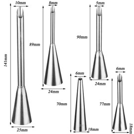 Pack of 5 Donut Syringes for Jam, Doughnut Syringe for Berlin Donut Filler, Stainless Steel Piping Nozzle for Filling Jam, Puff Pastry, Doughnuts, Bread, Puff Pastry