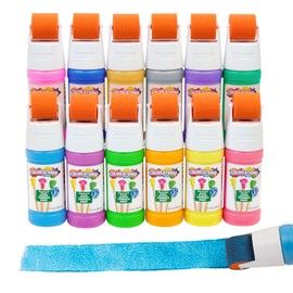 Colorations Paint Roller Set, 12 Paraben-Free Washable Tempera Paint Colors, Each 8 oz, 12 Rollers - Screw Directly onto The Paint Bottles, Easy Set-up, no Mess, Non-Toxic Kids Paint, Endless Fun!