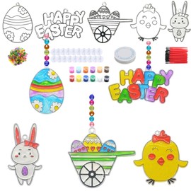 XINAR 20 Sets Easter Suncatchers Ornaments Decorations DIY Window Paint Art Spring Suncatchers Craft Kits Easter Egg Bunny Rabbit Chicken Sun Catchers for Kids Classroom Activities Art Project, Small
