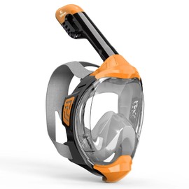 EMSINA-Full Face Snorkel Mask Adult The Perfect Snorkeling Gear for Adults and Kids, Upgrade Dry Top Breathing System-New flowtech Design- Foldable Panoramic View, Anti Leak&Fog_ApricotCS/M