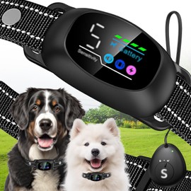 2in1 Bark Collar for Large Medium Small Dogs Shock Collar Smart Rechargeable Anti Stop Barking Device Training Collar Automatic and Manual Mode with Remote Tag Beep Vibrartion Shock for All Breeds