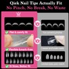 Qiek Medium Coffin False Nail Tips, 15 Sizes 510 PCS