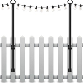 Mutovlin 2 Pack String Light Poles,5Ft Light Poles for Outside String Lights,Outdoor Lights Pole with Fork,Metal Poles Stand for Patio Deck Backyard
