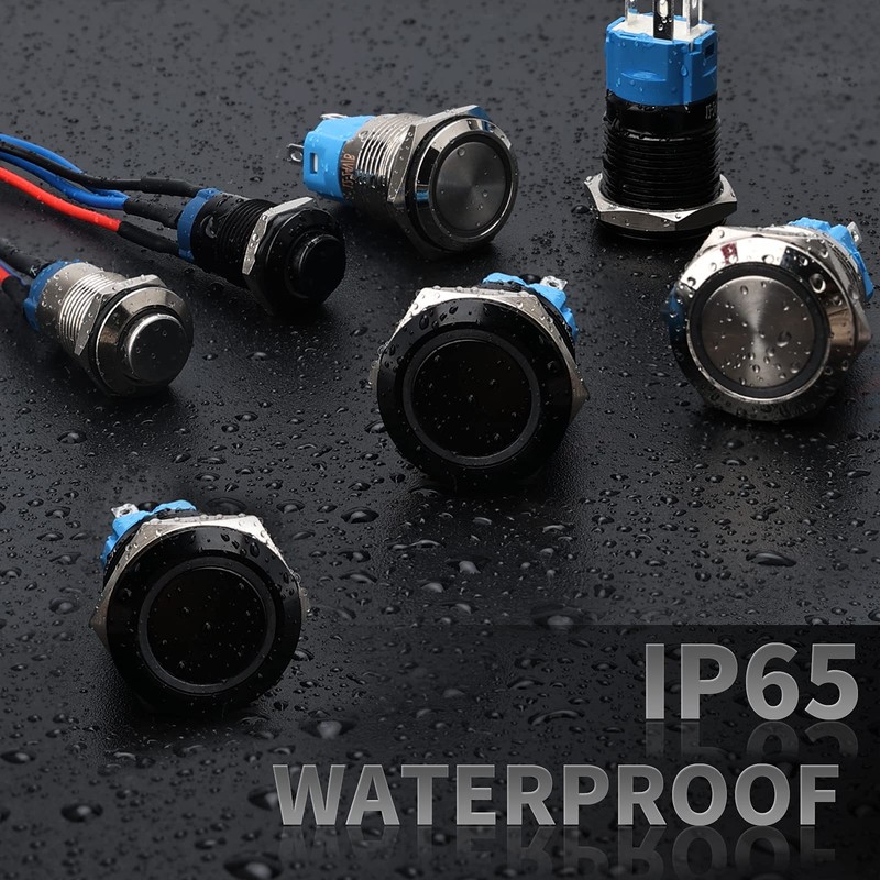 STARELO 5pcs 12mm Momentary led Push Button Switch Black Shell