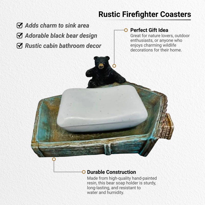 Pine Ridge Bear Soap Dish - Black Bear Outhouse Soap