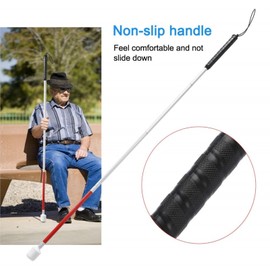 Blind Cane Stick - Mobility Reflective Red-White Foldable Walking Baston para Ciegos, Marshmallow Ball Tip | Folding Replacement/Prop Tool for Visually Impaired Person,43 inch Non-Slip Aluminum Cane