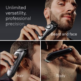 Braun All-in-One Style Kit Series 7 7410, 8-in-1 Trimmer for Men with Beard Trimmer, Body Trimmer for Manscaping, Hair Clippers & More, Sharpest Blade, 40 Length Settings, Waterproof