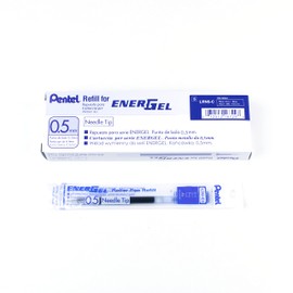 Pentel Refill Ink for EnerGel Liquid Gel Pen, 0.5mm, Needle Tip, Blue Ink, Box of 12 (LRN5-C-12)