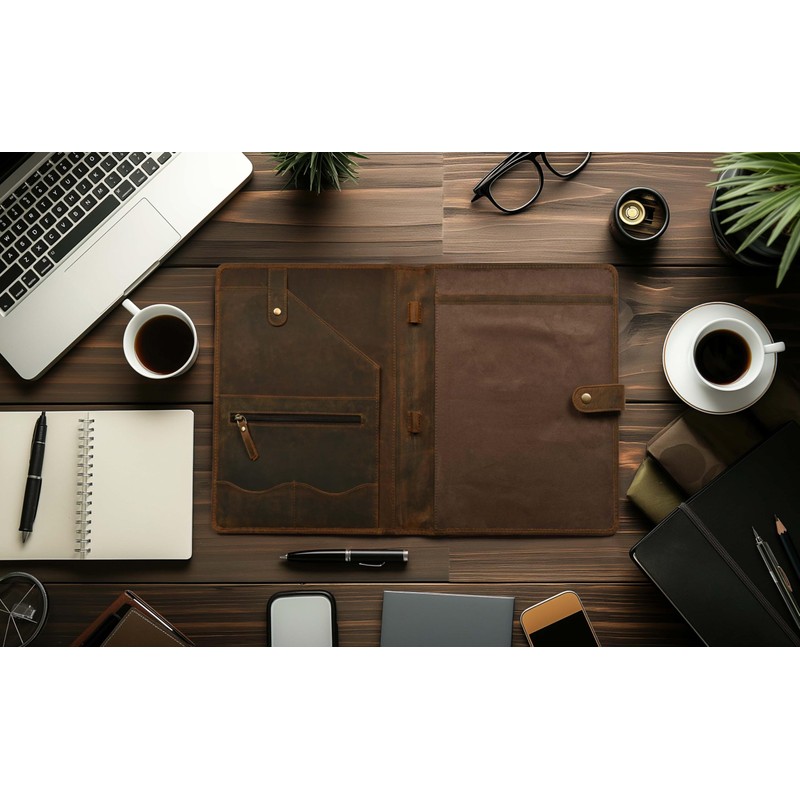 Leather Village Leather Portfolio Organizer - Professional Business Padfolio for