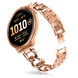 HinZann, Compatible with Garmin Venu 4 45 mm/Venu 3/Venu2 0.9 inch (22 mm) Stainless Steel Band Chain, Cute, for Garmin Forerunner 570 47 mm/Forerunner 265/D2 Air X15/vivoactive 4, Metal Belt, Stylish