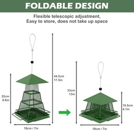 Zouboto Hanging Bird Feeders for Outdoors - Modern Design,Easy to Fill & Clean,Rust-Resistant Steel Hooks for Garden, Backyard,Terrace for Bird Lovers & Homeowners