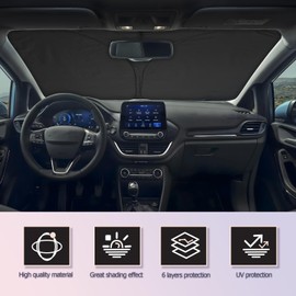 Compatible with Ford Fiesta MK8 ST 2017-2023 2024 Front Windshield Sunshade Foldable Cover Visor Sunshades Reflective UV Dust Protector