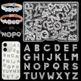 52 Pcs Silver Junk Cases Charm, Big A-Z Alphabet Rhinestones Letters for Junk Charms, Silver Rhinestones Gems Letters Charms for DIY Wristbands Bracelets DIY Crafts Accessories
