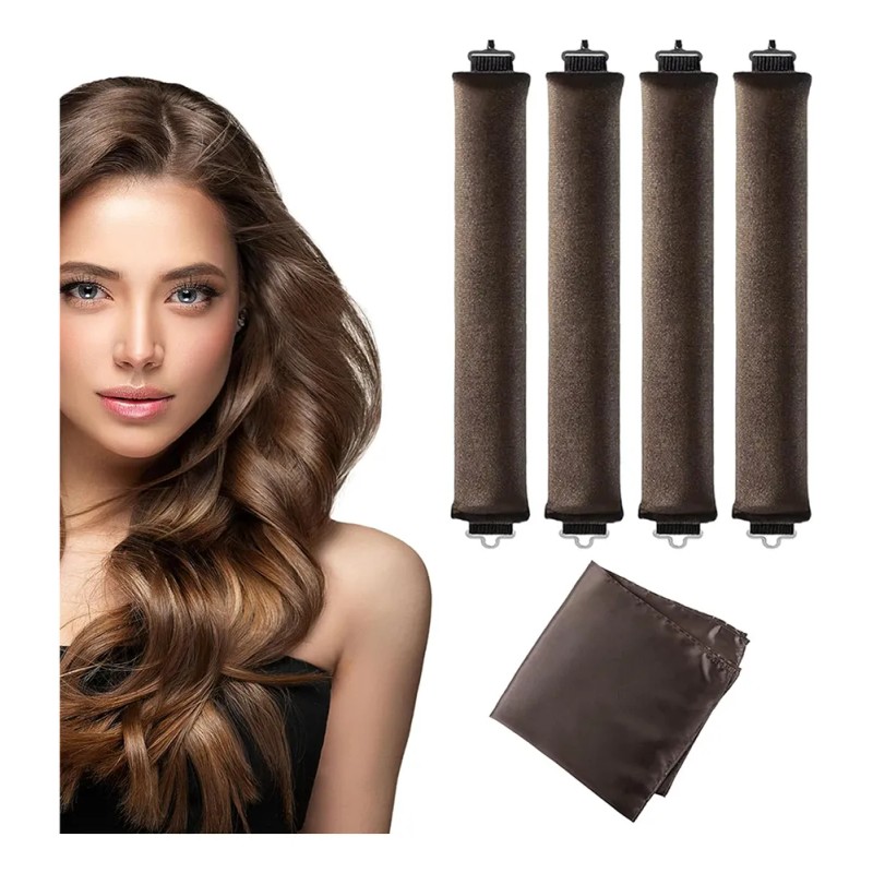 4pzs Rizador De Cabello Heatless Curls,rulos Para Cabello Marrón