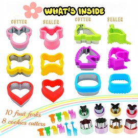 BANIC Uncrustable Sandwich Cutter, 24Pcs Sandwich Cutter and Sealer Set, Crustless Sandwich cutter Shapes Butterfly Unicorn Dino ect, Lunch & Bento Box Accessories,Bread Fruit Cookie Cutters for Lunch