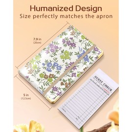 Slohif Server Book for Waitress Cute Serving Books with Zipper Pocket Accessories Leather Server Check Book Restaurant Waiter Server Booklet Organizer Ticket Book Holder Flower