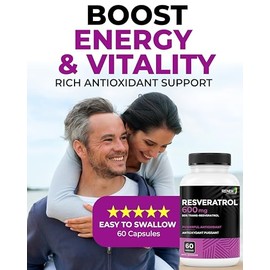 Renew Actives Resveratrol Supplement 600mg per Serving - High-Potency Antioxidant Complex with 50% Trans-Resveratrol – Supports Cellular Health & Long