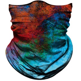 Obacle Bandana Face Mask for Dust Wind Sun Protection Seamless Bandana Mask Men Women Festival Fishing Hunting Riding Work Outdoor Running Tube Mask Neck Gaiter (Starry Sky Blue Orange)