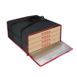 Bonnary Insulated Pizza Delivery Bag 20"x20"x8", Thermal Pizza Warmer Carrier, Holds 4 Boxes, Premium Hot Food Bag for DoorDash & UberEats, Black
