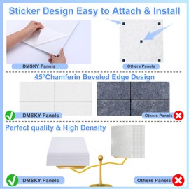 18 Pack White Acoustic Panels 12"X12"X 0.4"Soundproof Wall Panels Wall Decoration Sound Absorbing Panel High-Density Sound Deadening Panels Acoustic Treatment Panel For Home Studio