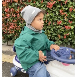 LACOFIA Baby boys beanie hat, kids’ soft cotton knitted hats, toddler striped hat, 2 pieces. - dark grey