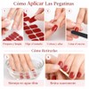 128Pcs de Tiras de Uñas de Color Sólido Pegatinas Autoadhesiva