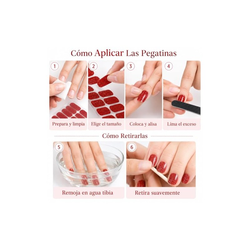 128Pcs de Tiras de Uñas de Color Sólido Pegatinas Autoadhesiva