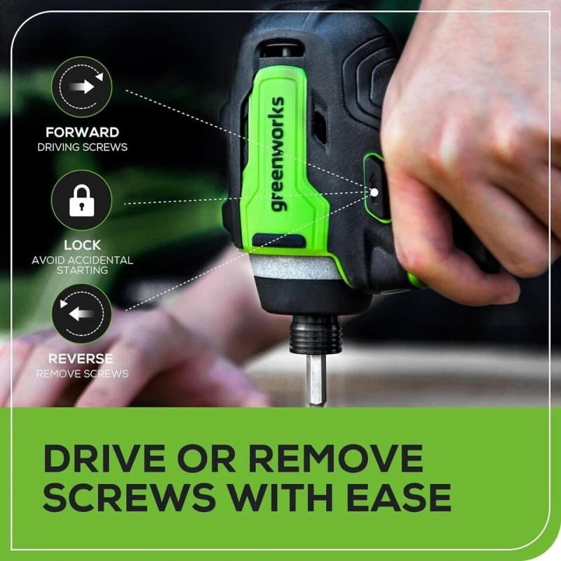 Greenworks 24V Brushless 1/4" Cordless Impact Driver, (2) 2.0Ah Batteries,