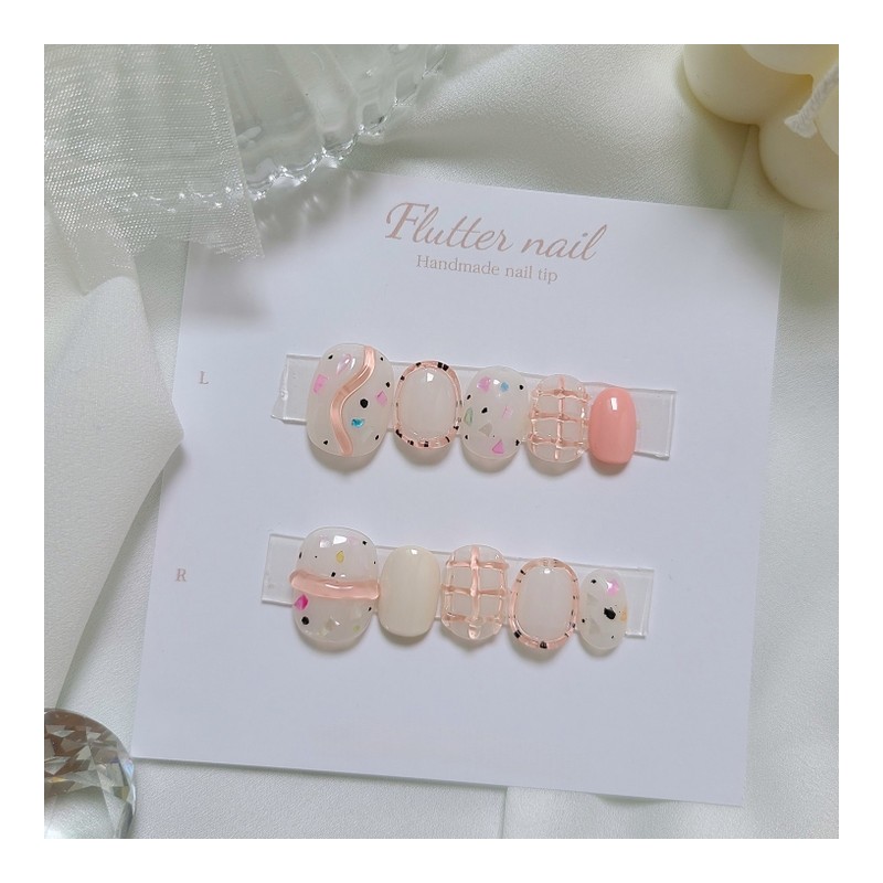 Plump Terrazzo Handmade Nail Tips - Mediaval / 통통 테라조