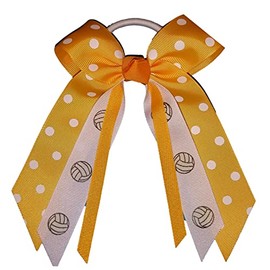 Volleyball Polka Dot Hair Bow, white pony band, Made in the USA (Gold), many colors
