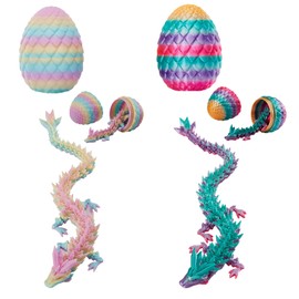 Yizerel 2 Pack 3D Printed Dragon Easter Egg with Dragon Inside, Prefilled Easter Egg Fillers Articulated Fidget Toy, Perfect Basket Essentials Stuffers, 3 inch