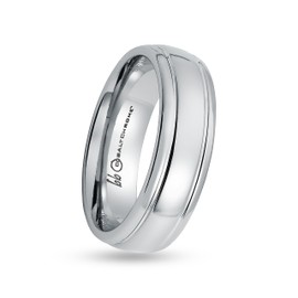 7 mm ajuste cómodo cobalto cromo anillo de banda de boda con centro elevado