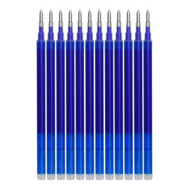 Pack of 12 Refills, 0.7 mm Blue/Black/Mixed Colour, Erasable Rollerball Pen, Refill Blue/Black/Mixed Colour 0.7, for Pens (Black)