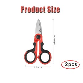 WADY Fishing Scissors 2 Pack - Heavy Duty Anti-Slip Serrated Edge for Saltwater Freshwater Braid Line Cutting - With Plastic Belt Case Sheath Kit (Red)