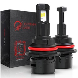 LIGHTENING DARK 9007 Bulb,HB5 9007 Fog Light 600% Brighter Plug & Play 6500K Xenon White 360° Adjustable Light for Car with Cooling Fan, Pack of 2