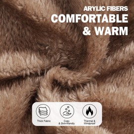 TAGVO Winter Warm Knitted Cap＆Neck Warmer Sets, Women Knit Balaclava Windproof Skimask, Flexible Beanie Hat with Hairball, Soft Thick Fleece Lined,Adjustable Face Mask for Outdoor Sports,Beige