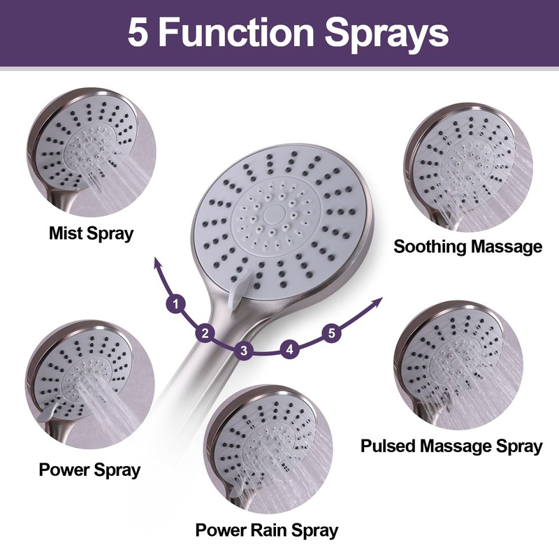 HAMOLER Wall Mount Shower Slide Bars with Handheld Shower Head