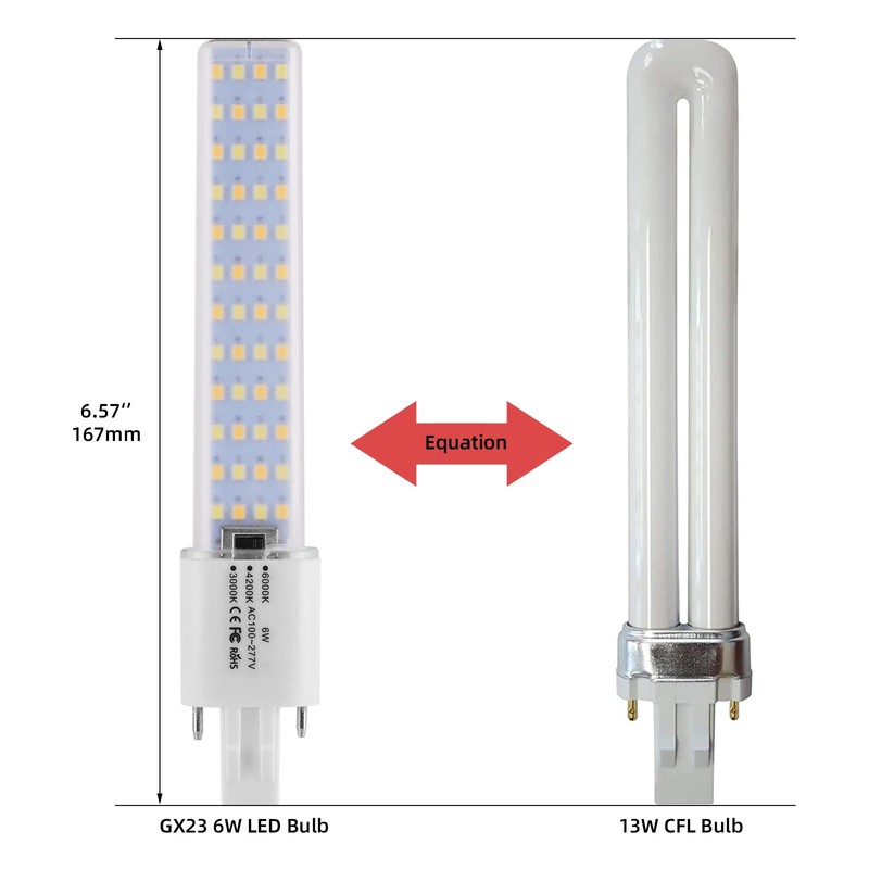 Lidesheng GX23 LED Light Bulb 6W Replacement 13W CFL LED